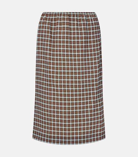 Jupe midi en soie mlange  carreaux - Prada - Modalova
