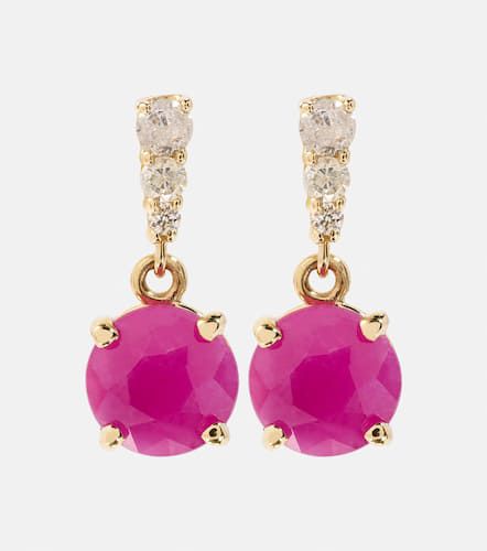 Boucles d'oreilles en or 14 ct, rubis et diamants - Stone and Strand - Modalova