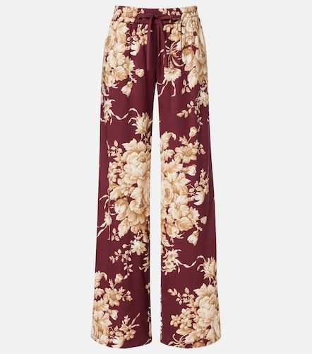 Pantalon ample en soie mélangée à fleurs - Dolce&Gabbana - Modalova