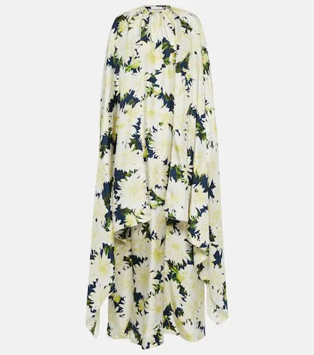 Robe longue en soie à fleurs - Oscar de la Renta - Modalova