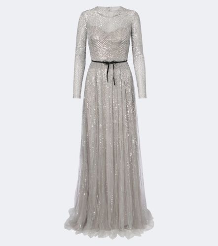 Robe longue en tulle à sequins - Monique Lhuillier - Modalova