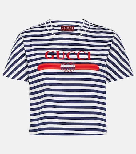 T-shirt rayé en coton à logo - Gucci - Modalova