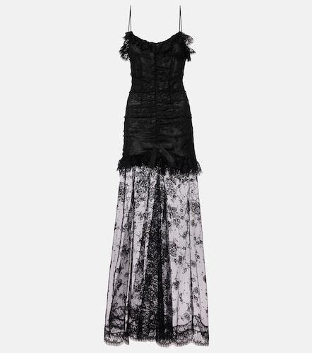 Robe longue en dentelle de coton mélangé - Alessandra Rich - Modalova