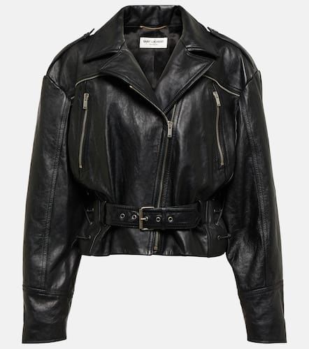 Veste raccourcie en cuir - Saint Laurent - Modalova