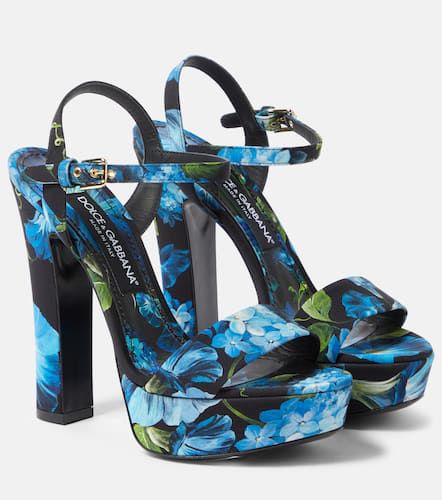 Sandales à plateau en satin à fleurs - Dolce&Gabbana - Modalova
