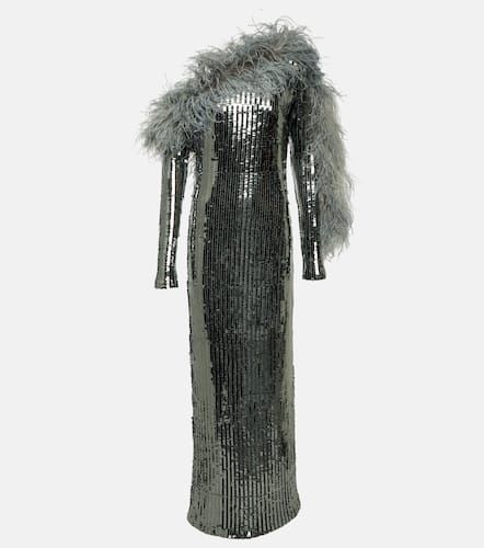 Robe longue Garbo Disco à sequins et plumes - Taller Marmo - Modalova