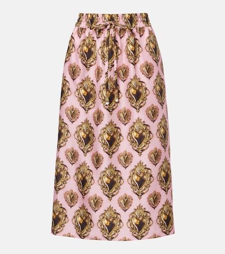 Jupe midi imprimée en soie - Dolce&Gabbana - Modalova