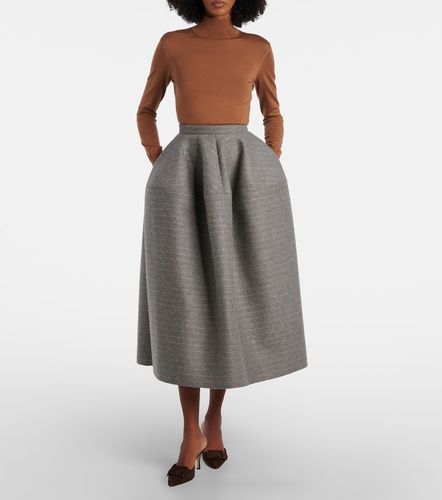 Jupe midi rayée en laine et mohair - Erdem - Modalova