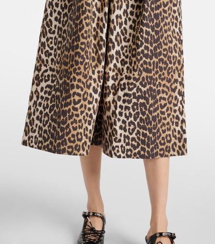 Robe midi en coton à motif léopard - Ganni - Modalova