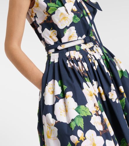 Robe midi en coton-mélangé à fleurs - Oscar de la Renta - Modalova