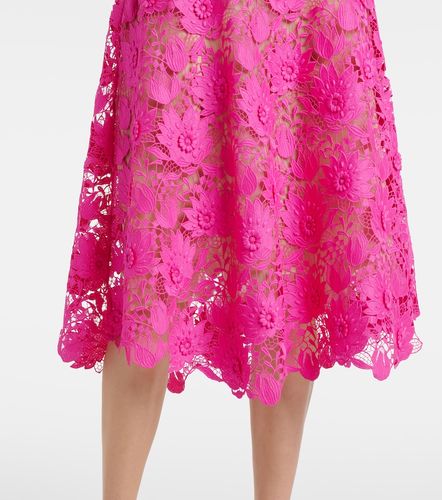 Robe midi en dentelle à fleurs - Oscar de la Renta - Modalova