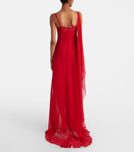 Robe longue asymétrique en georgette de soie - Blumarine - Modalova