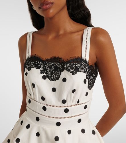 Robe midi en lin et coton à pois - Self-Portrait - Modalova