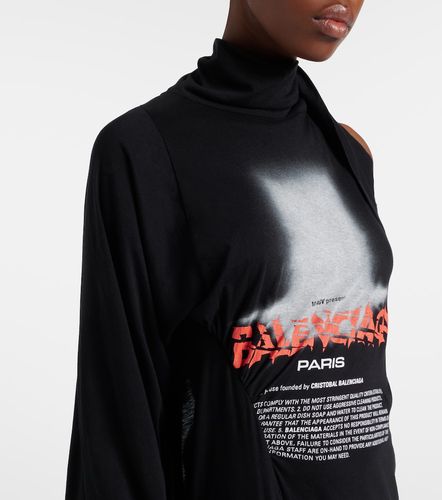 Robe longue en coton à cape et logo - Balenciaga - Modalova