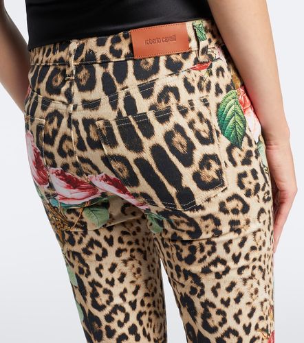 Jean flared à imprimé léopard et fleurs - Roberto Cavalli - Modalova
