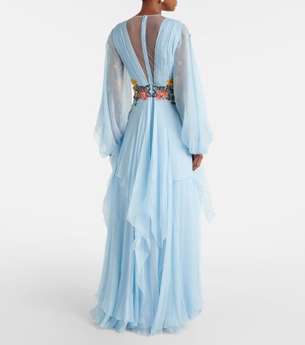 Robe longue en soie à fleurs - Costarellos - Modalova