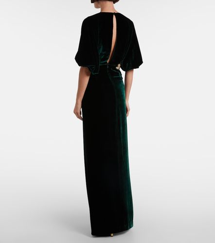 Robe longue en velours à fleurs - Costarellos - Modalova