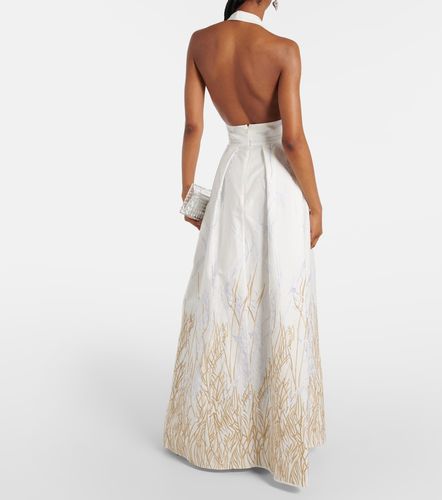 Robe longue brodée en coton mélangé - Elie Saab - Modalova