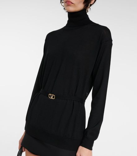 Pull ceinturé en laine vierge à col roulé - Valentino - Modalova