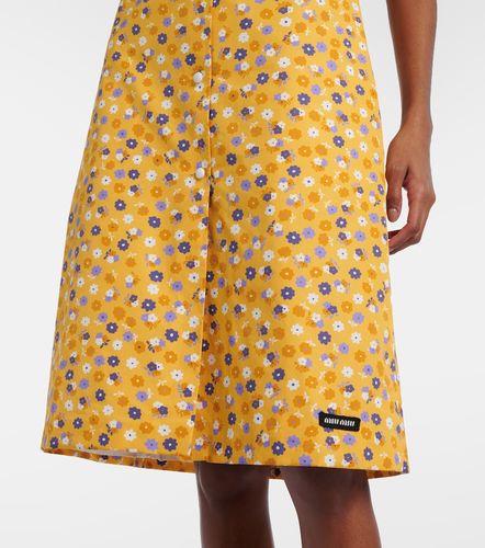 Robe midi en coton à fleurs - Miu Miu - Modalova