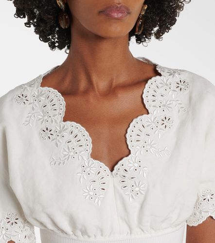 Top court en lin mélangé à broderies anglaises - Simkhai - Modalova