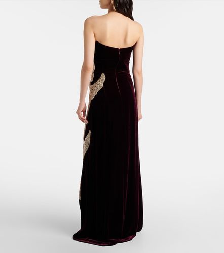 Robe longue en velours à cristaux - Costarellos - Modalova