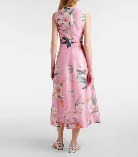 Robe midi Cleo en lin mélangé à fleurs - Leo Lin - Modalova