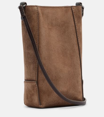 Pochette pour téléphone Duo Mini Monili en daim - Brunello Cucinelli - Modalova