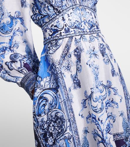 Robe longue imprimée en lin et soie - Camilla - Modalova