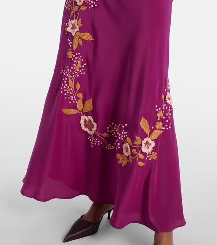 Robe longue Marlene brodée en soie - La DoubleJ - Modalova