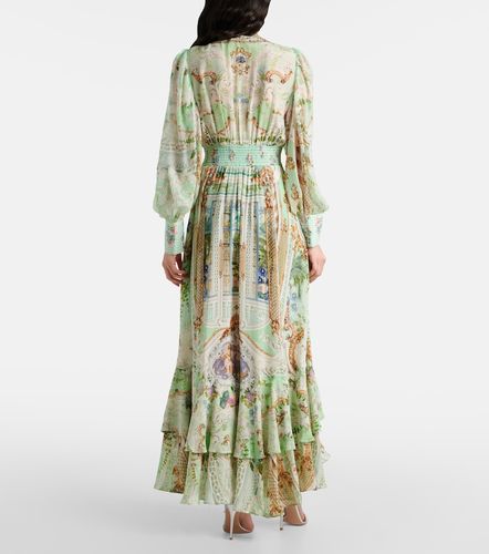 Robe longue imprimée en soie à cristaux - Camilla - Modalova