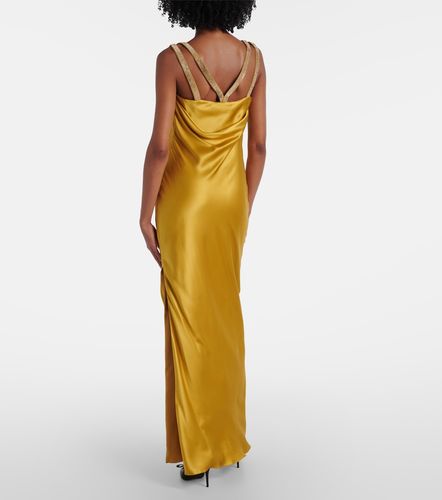 Robe longue Safety Pin en satin de soie - Versace - Modalova