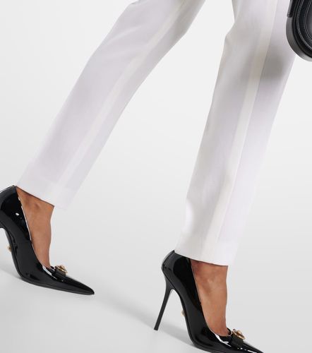 Pantalon slim en laine à taille haute - Versace - Modalova