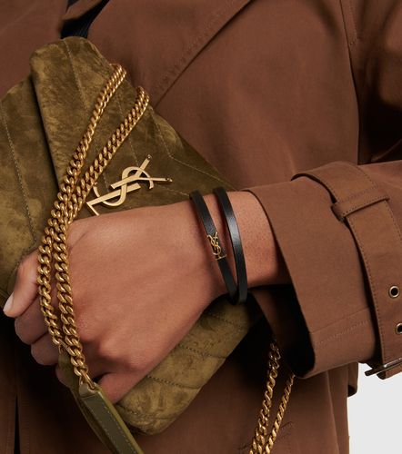 Bracelet YSL en cuir à logo - Saint Laurent - Modalova