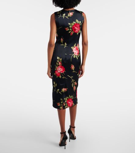Robe midi en satin à fleurs - Dolce&Gabbana - Modalova