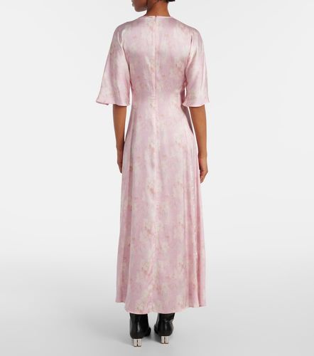 Robe longue en satin à fleurs - Ganni - Modalova