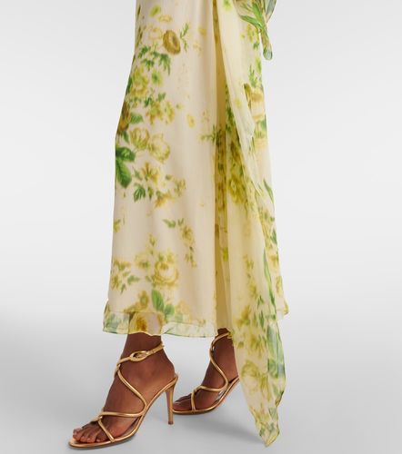 Robe midi en soie drapée à imprimé floral - Erdem - Modalova