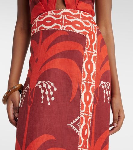 Robe midi imprimée en lin - Johanna Ortiz - Modalova