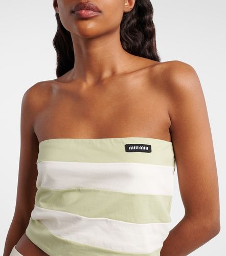 Top bandeau en coton à rayures - Miu Miu - Modalova
