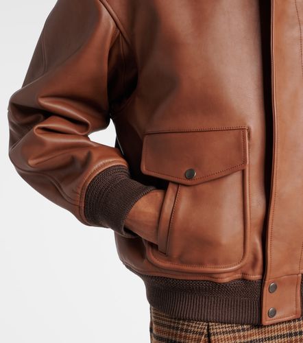 Veste bomber en cuir et shearling - Saint Laurent - Modalova