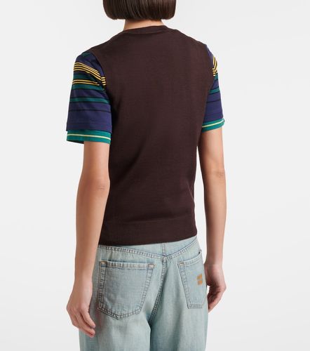 Pull sans manches en laine vierge à logo - Miu Miu - Modalova