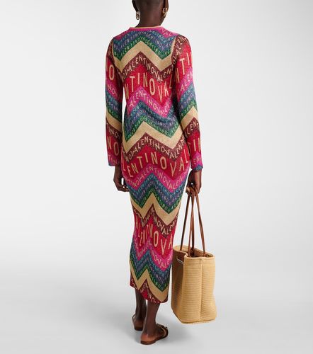 Robe midi en maille jacquard à logo - Valentino - Modalova