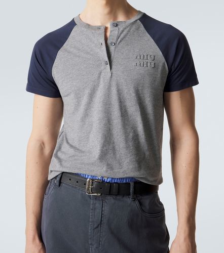 Miu Miu Top Henley de coton à logo - Miu Miu - Modalova
