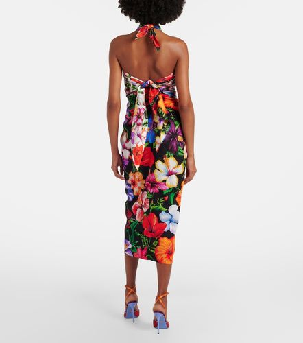 Jupe midi en soie mélangée à fleurs - Dolce&Gabbana - Modalova