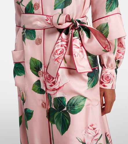 Robe longue en soie à fleurs - Dolce&Gabbana - Modalova