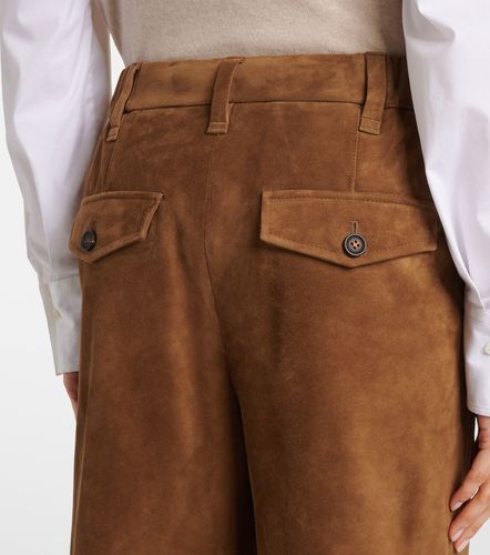 Pantalon ample à taille mi-haute en daim - Brunello Cucinelli - Modalova