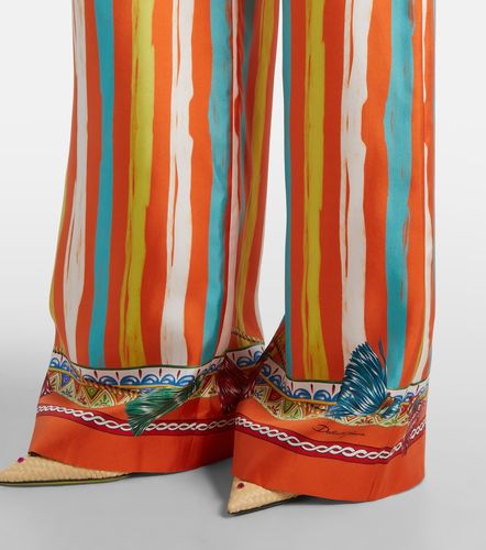 Pantalon ample rayé en soie - Dolce&Gabbana - Modalova