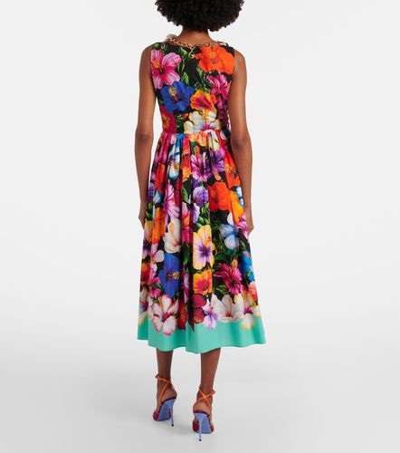Robe midi en coton à fleurs - Dolce&Gabbana - Modalova