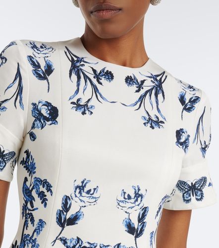 Robe midi en coton mélangé à fleurs - Erdem - Modalova