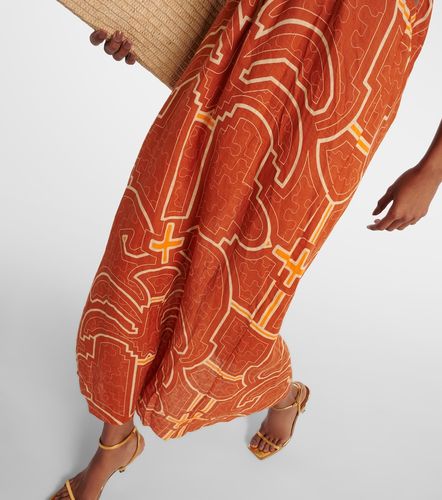Robe longue en lin à imprimé - Johanna Ortiz - Modalova